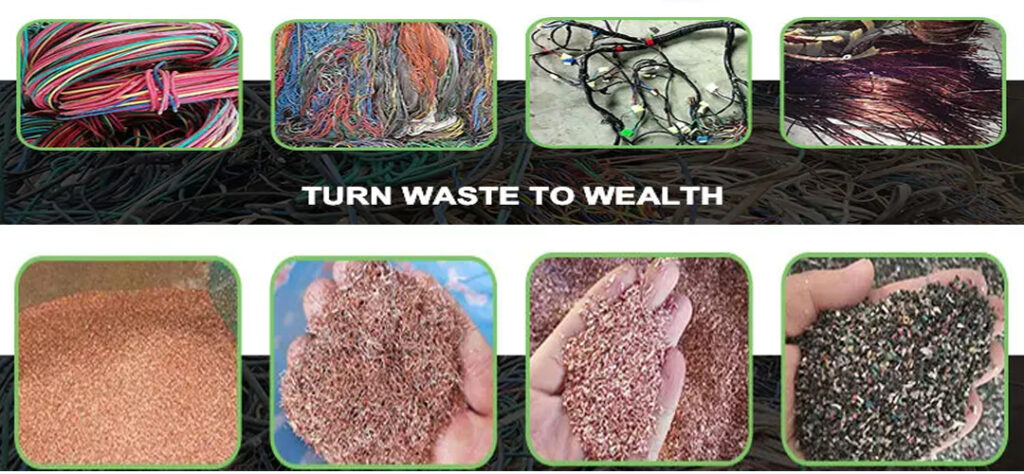 Mini copper wire granulator processes copper wire effect.