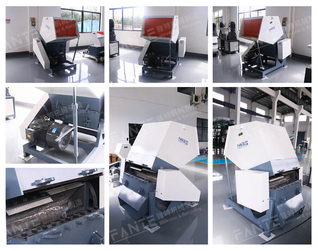 Large diameter crusher can process various materials, including plastic box, plastic barrel, PE, Plastic tray, Woven bag, Rubber, Plastic bottle