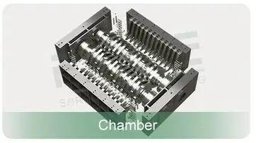 Robust shredding chamber of double shaft shredder for heavy-duty waste processing
