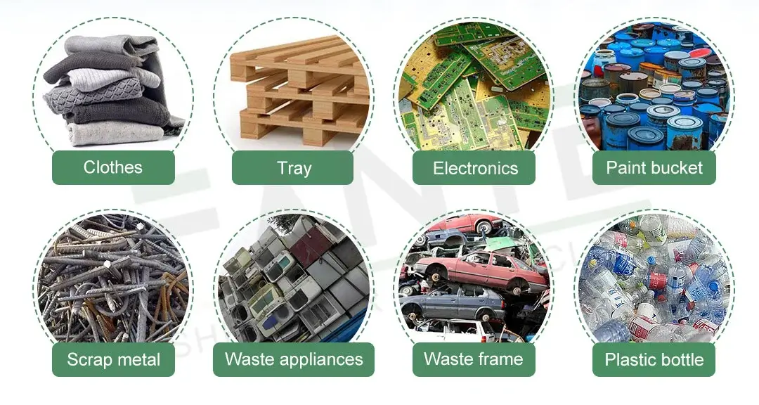 Detailed component diagram of double shaft shredder for shredding plastic, metal, tires, and wood